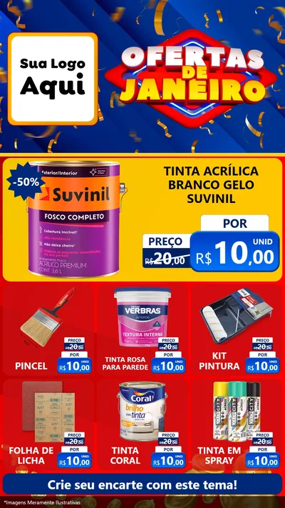 Modelo de Rede Social para Stories com o tema Ofertas de Janeiro para Tintas e Ferramentas