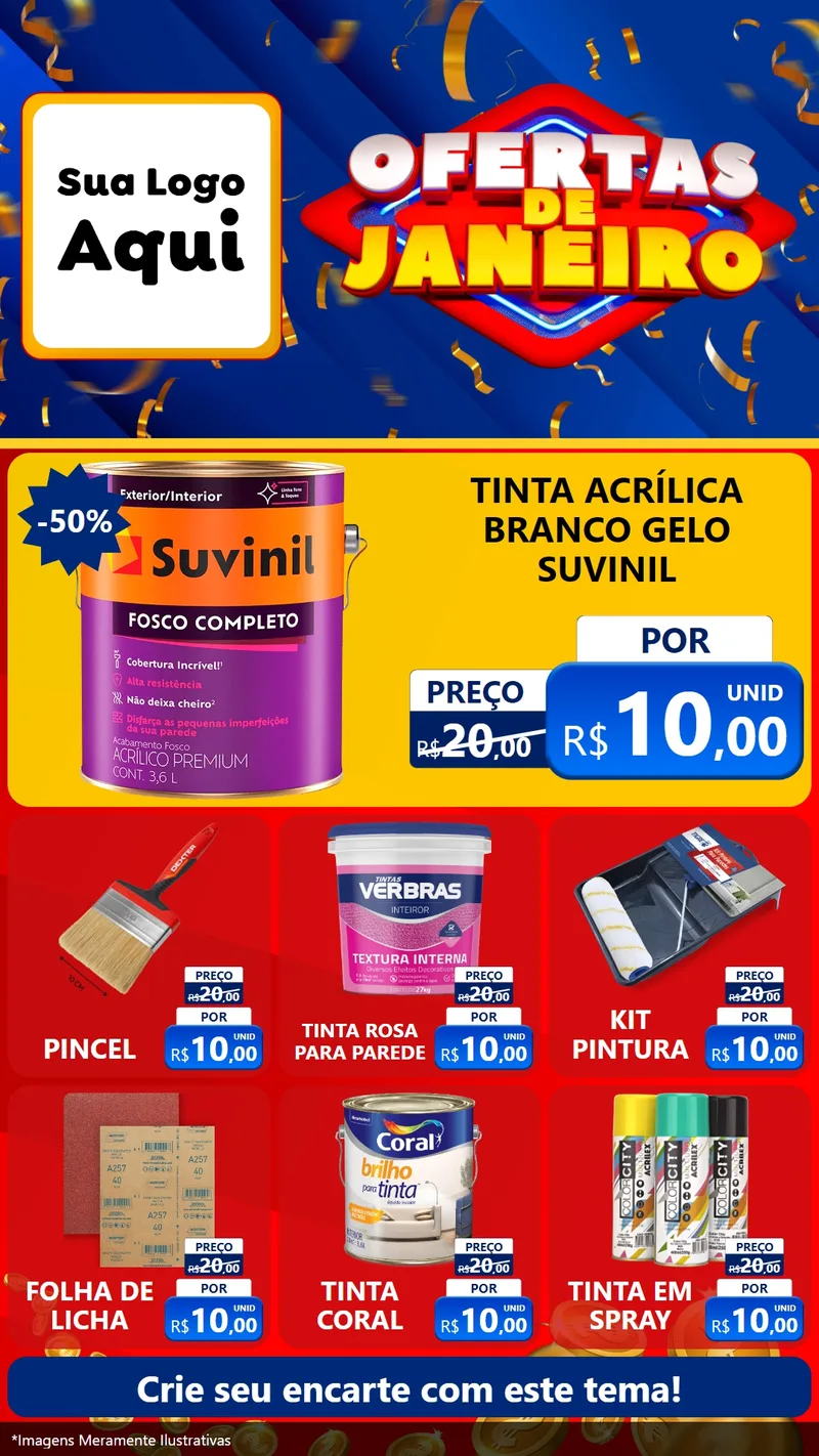 Modelo de Rede Social para Stories com o tema Ofertas de Janeiro para Tintas e Ferramentas