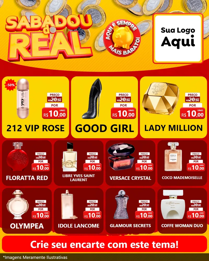 Modelo de Rede Social para Feed Instagram com o tema Sabadou do Real para Perfumes