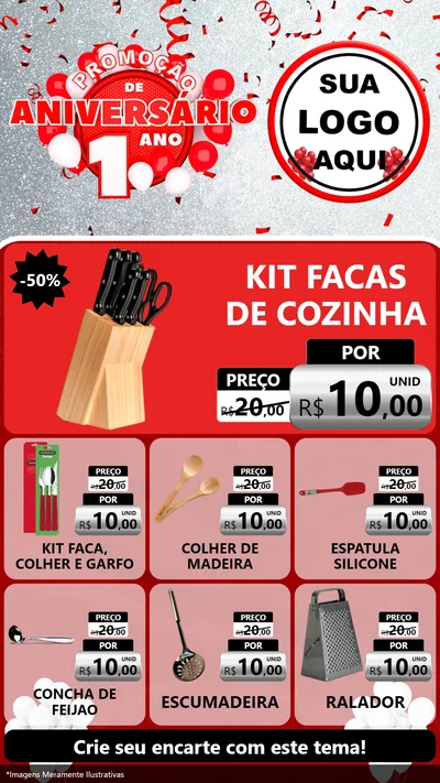 Modelo de Rede Social para Stories com o tema Promoção de Aniversário - 1 Ano para Utilidades Domésticas