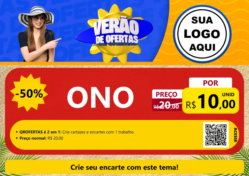 Modelo de Cartaz para Cartaz A4 Horizontal com o tema Verão de Ofertas para Óticas