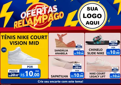 Modelo de Encarte para Encarte A4 Horizontal com o tema Ofertas Relâmpago para Calçados