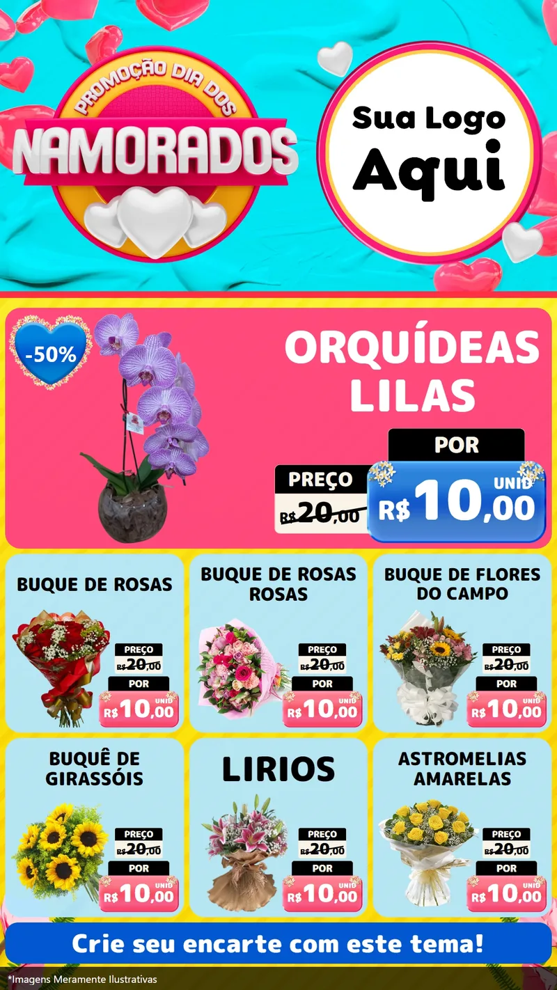 Modelo de Rede Social para Stories com o tema Promoção Dia dos Namorados para Floricultura e jardim