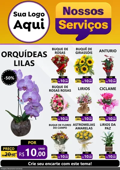 Modelo de Encarte para Encarte A4 Vertical com o tema Nossos Serviços para Floricultura e jardim