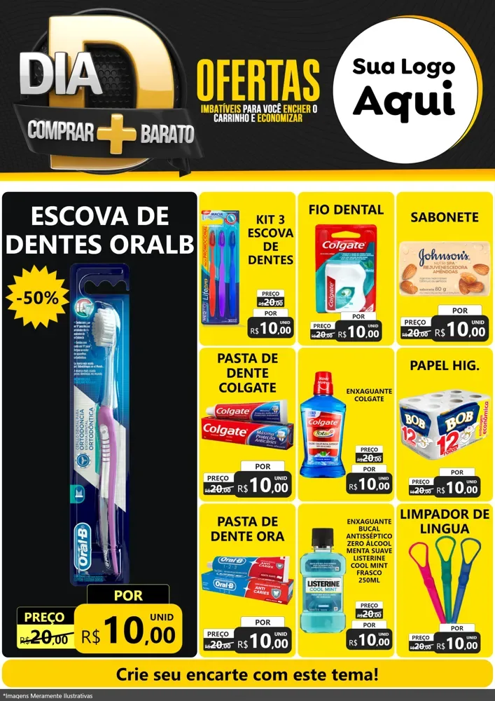 Modelo de Encarte para Encarte A4 Vertical com o tema Dia D Mais Economia para Higiene Pessoal