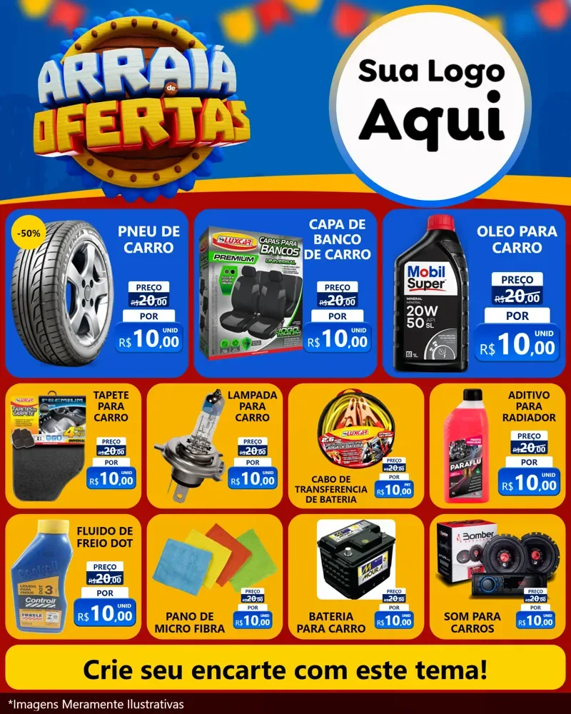 Modelo de Rede Social para Feed Instagram com o tema Arraiá de Ofertas - Junina para Auto peças