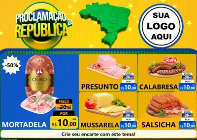 Modelo de Encarte para Encarte A4 Horizontal com o tema Proclamação da República para Frios e Laticínios