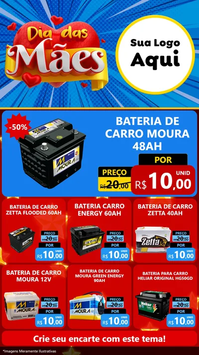 Modelo de Rede Social para Stories com o tema Dia das Mães para Baterias Elétricas