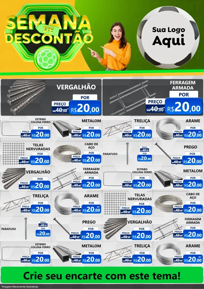 Modelo de Encarte para Encarte A4 Vertical com o tema Semana de Descontão - Copa para Ferragens