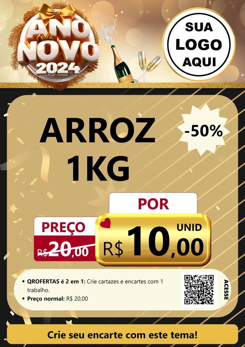 Modelo de Cartaz para Cartaz A4 Vertical com o tema Feliz Ano Novo 2027 para Supermercado
