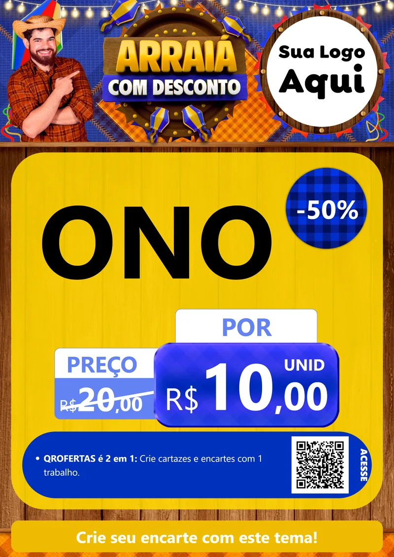 Modelo de Cartaz para Cartaz A4 Vertical com o tema Arraiá Com Desconto para Óticas