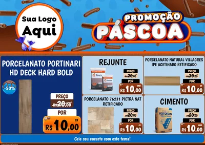 Modelo de Encarte para Encarte A4 Horizontal com o tema Promoção Páscoa para Pisos e revestimentos