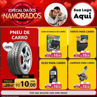Modelo de Rede Social para Feed Facebook com o tema Especial Dia Dos Namorados para Auto peças