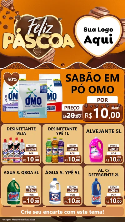 Modelo de Rede Social para Stories com o tema Feliz Páscoa para Produtos de Limpeza