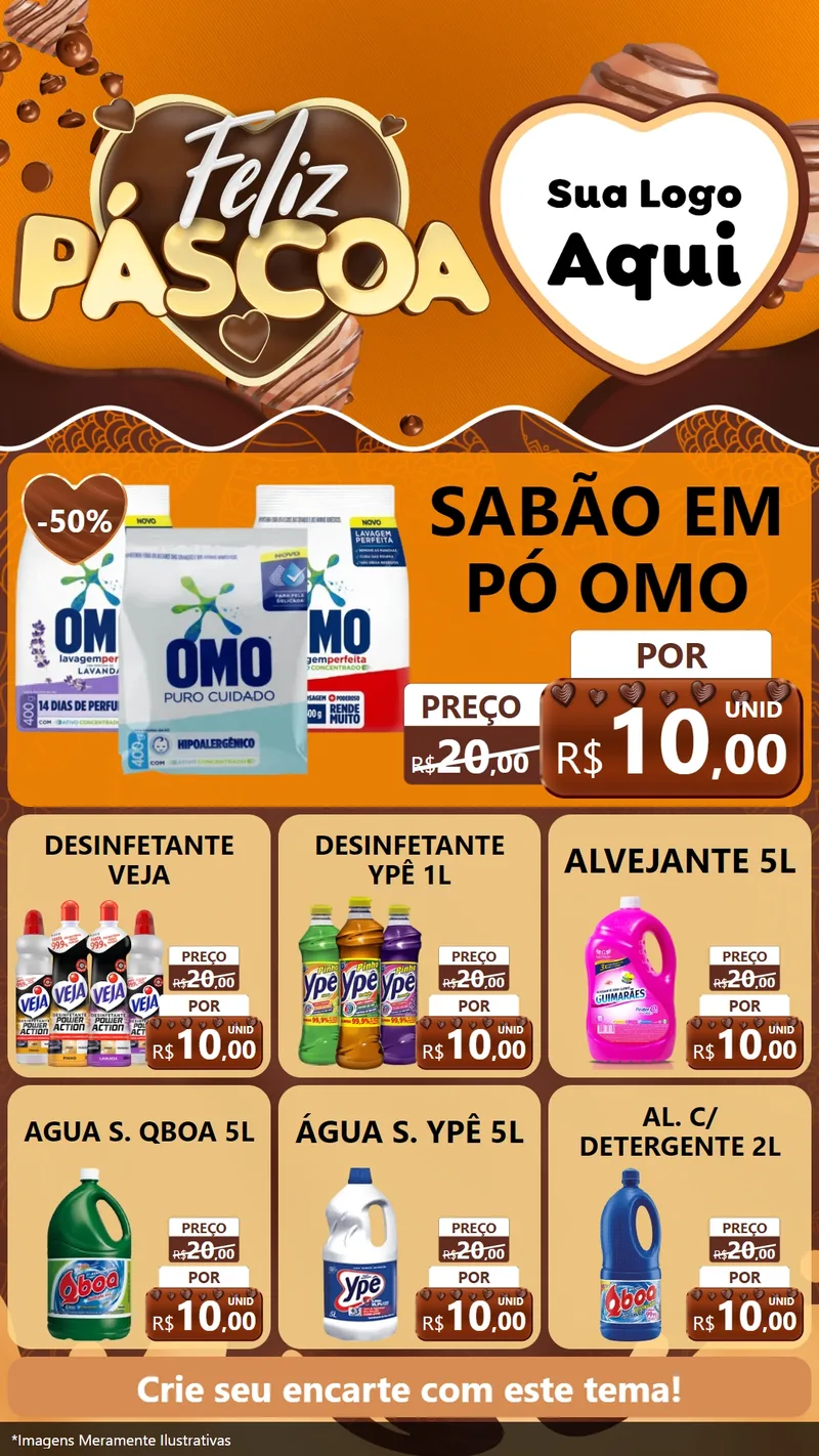 Modelo de Rede Social para Stories com o tema Feliz Páscoa para Produtos de Limpeza