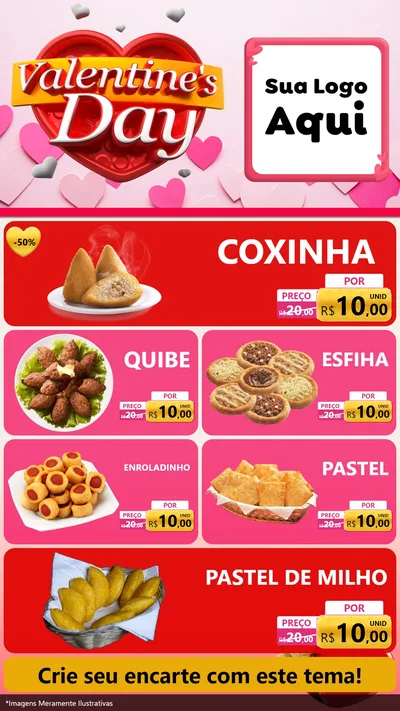Modelo de TV para TV Vertical com o tema Valentine's Day para Salgadaria