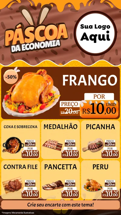 Modelo de Rede Social para Stories com o tema Páscoa da Economia para Assados