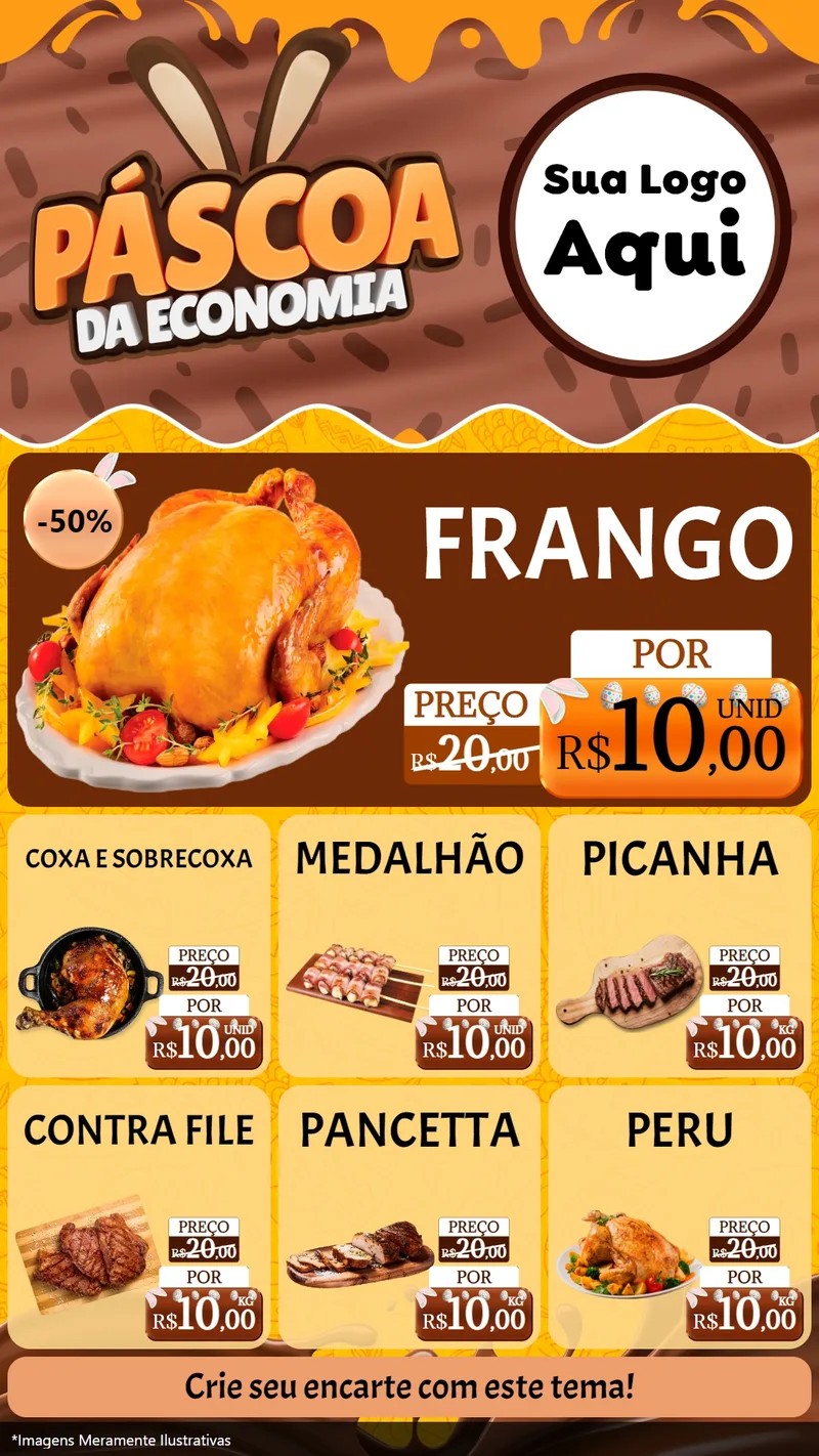 Modelo de Rede Social para Stories com o tema Páscoa da Economia para Assados