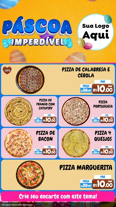 Modelo de TV para TV Vertical com o tema Páscoa Imperdível para Pizzaria