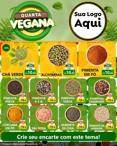 Modelo de Rede Social para Feed Instagram com o tema Quarta Vegana para Produtos Naturais