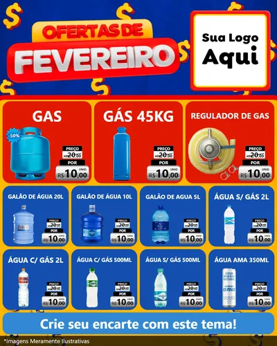 Modelo de Rede Social para Feed Instagram com o tema Ofertas de Fevereiro para Água e gás
