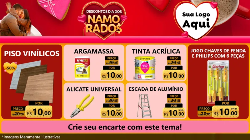 Modelo de TV para TV Horizontal com o tema Descontos Dia dos Namorados para Material para Construção