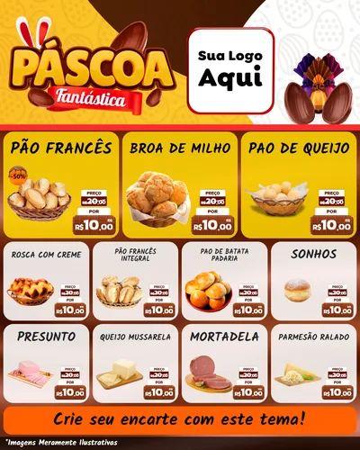 Modelo de Rede Social para Feed Instagram com o tema Páscoa Fantástica para Padaria