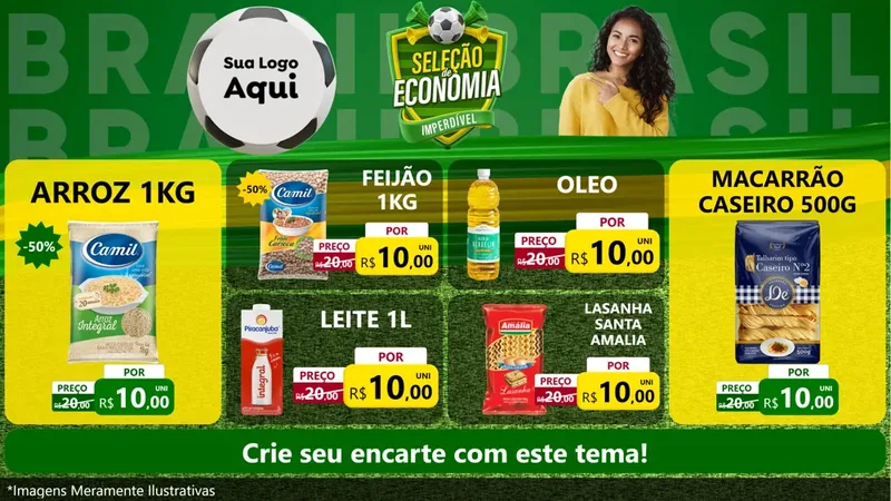 Modelo de TV para TV Horizontal com o tema Seleção de Economia - Copa para Supermercado
