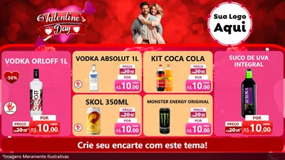 Modelo de TV para TV Horizontal com o tema Valentine's Day para Distribuidora de bebidas