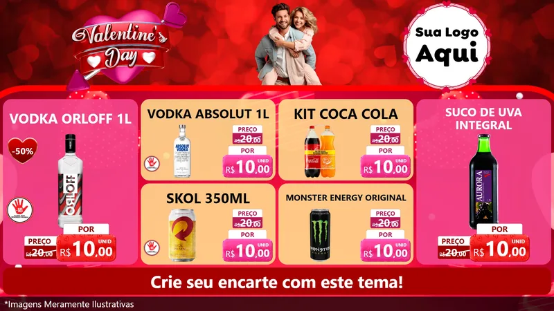 Modelo de TV para TV Horizontal com o tema Valentine's Day para Distribuidora de bebidas