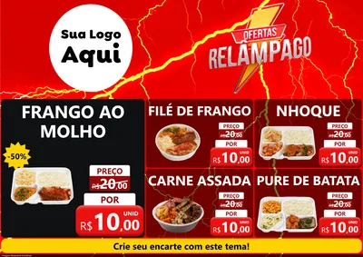 Modelo de Encarte para Encarte A4 Horizontal com o tema Ofertas Relâmpago para Restaurante