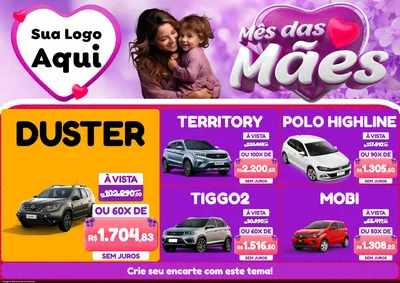 Modelo de Encarte para Encarte A4 Horizontal com o tema Mês das Mães para Concessionaria de Carros