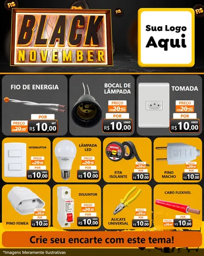 Modelo de Rede Social para Feed Instagram com o tema Black November para Materiais Elétricos