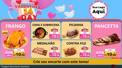 Modelo de TV para TV Horizontal com o tema Valentine's Day para Assados
