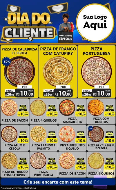Modelo de Encarte para Encarte Grande com o tema Dia Do Cliente para Pizzaria