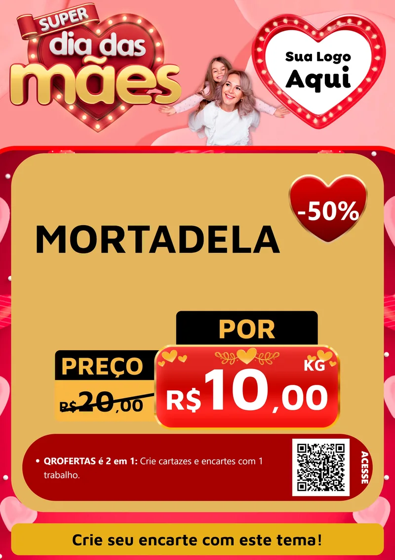 Modelo de Cartaz para Cartaz A4 Vertical com o tema Super Dia Das Mães para Frios e Laticínios