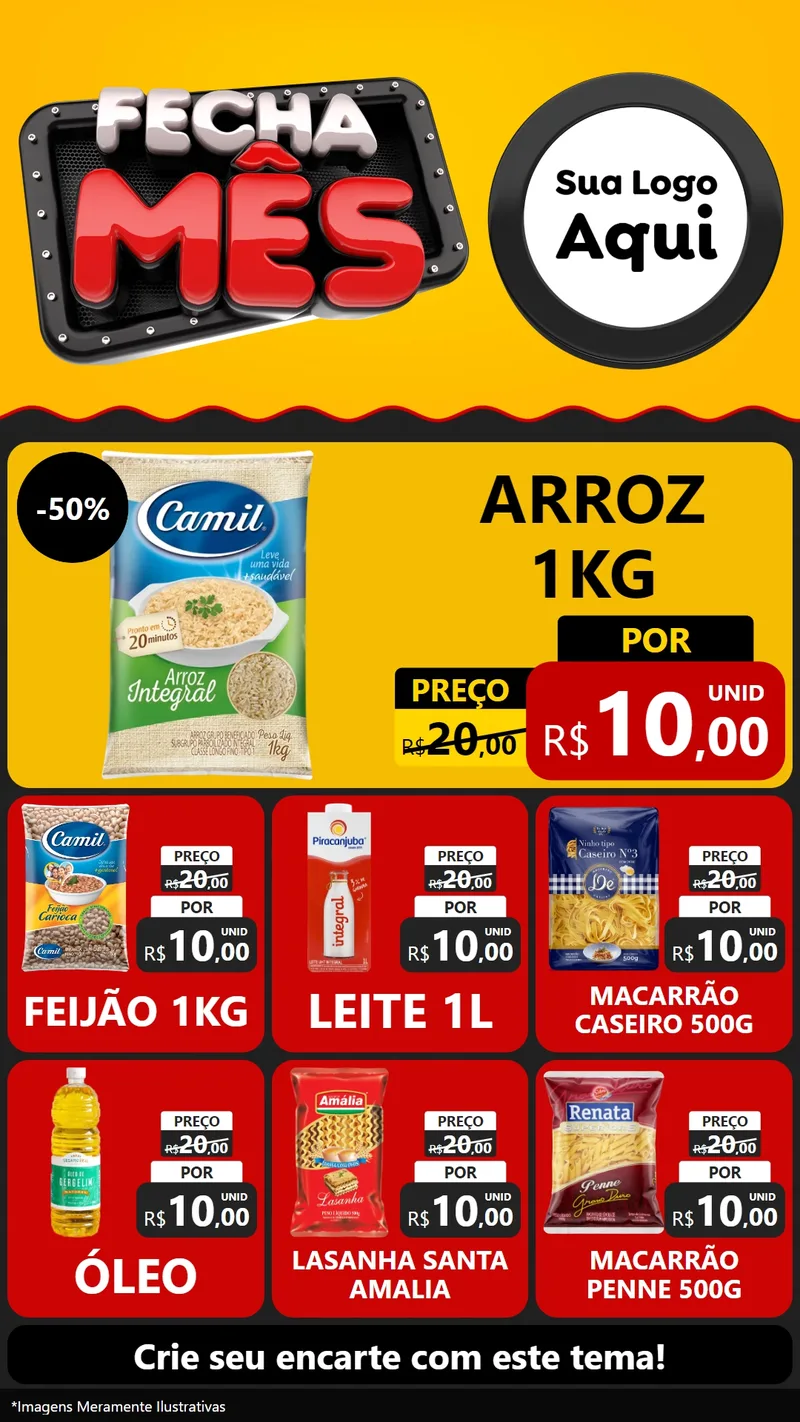Modelo de Rede Social para Stories com o tema Fecha Mês para Supermercado