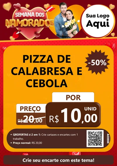 Modelo de Cartaz para Cartaz A4 Vertical com o tema Semana dos Namorados para Pizzaria