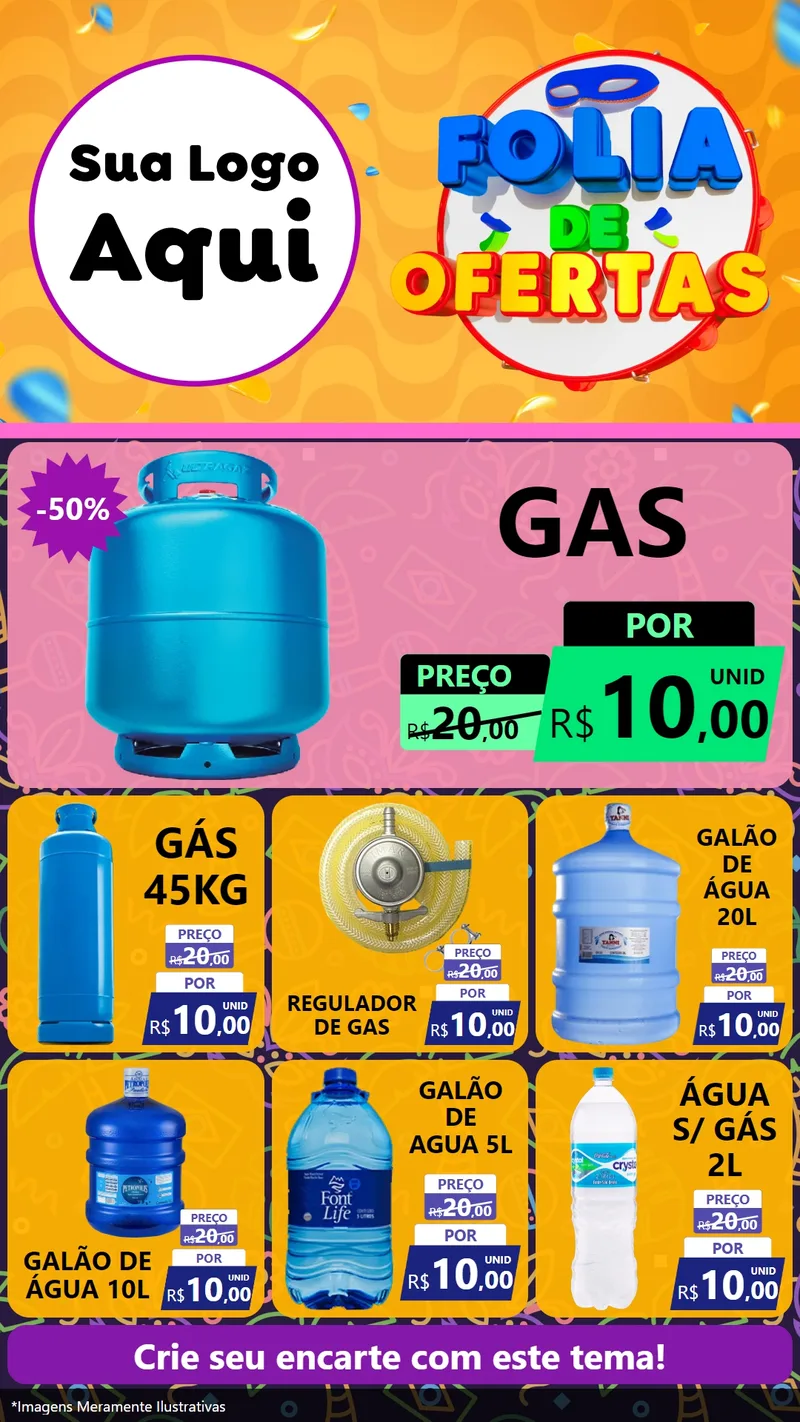 Modelo de Rede Social para Stories com o tema Folia de Ofertas para Água e gás