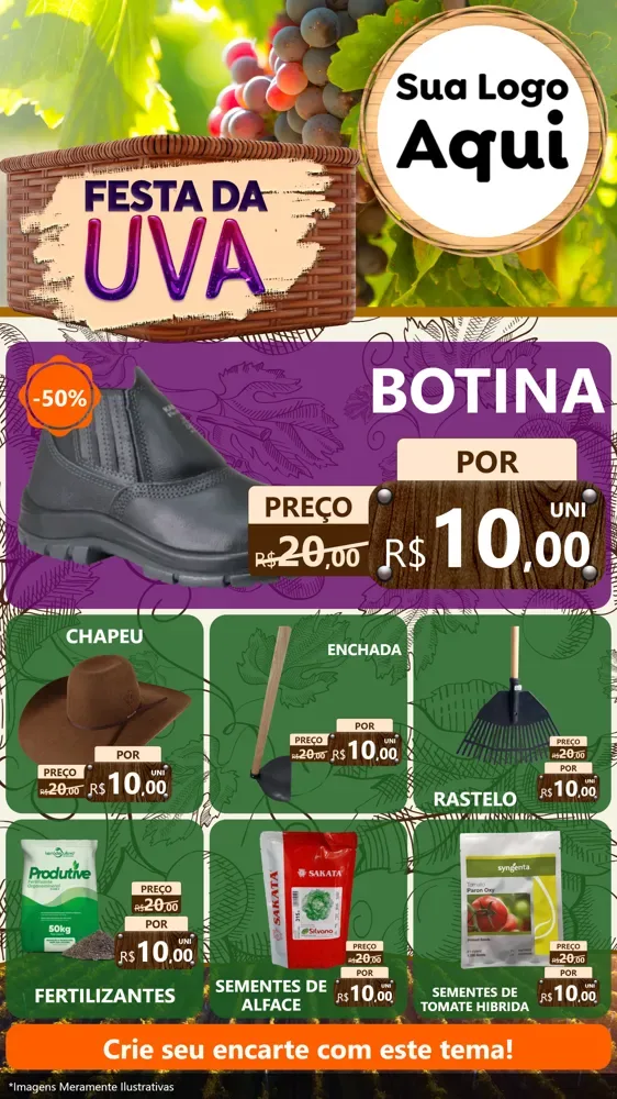 Modelo de Rede Social para Stories com o tema Festa da Uva para Agropecuária