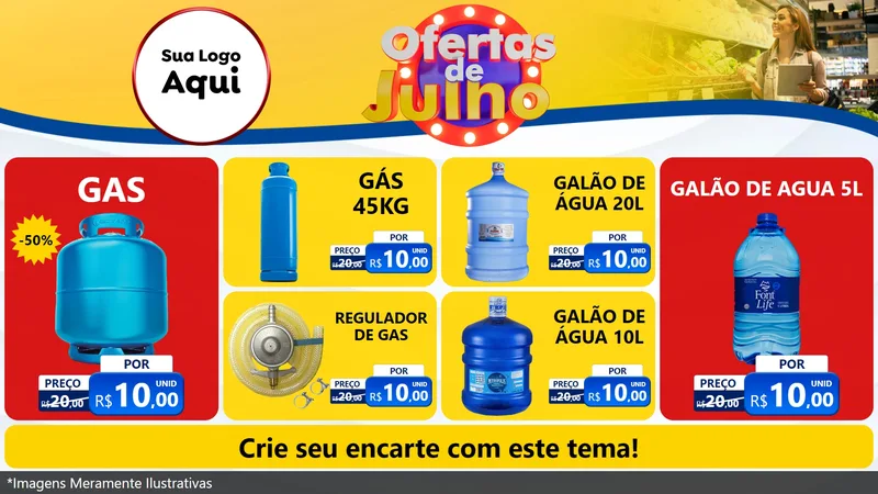 Modelo de TV para TV Horizontal com o tema Ofertas de Julho para Água e gás