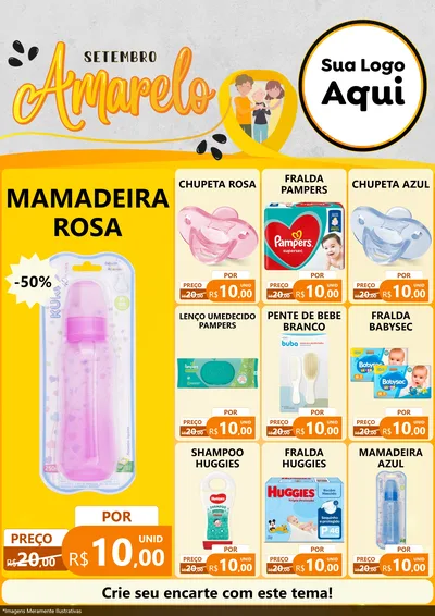 Modelo de Encarte para Encarte A4 Vertical com o tema Setembro Amarelo para Bebês