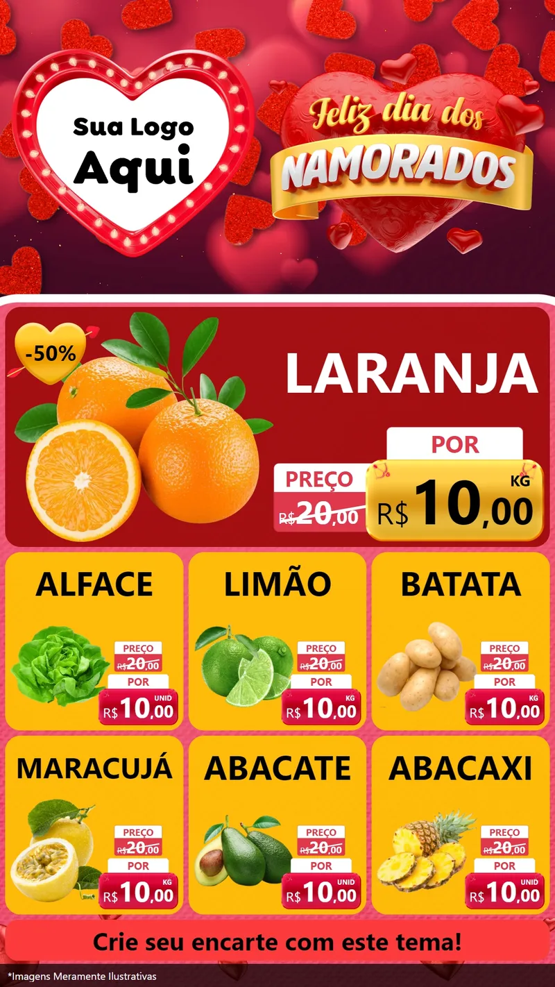 Modelo de Rede Social para Stories com o tema Feliz Dia Dos Namorados para Hortifrúti