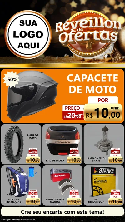 Modelo de Rede Social para Stories com o tema Réveillon de Ofertas para Moto peças