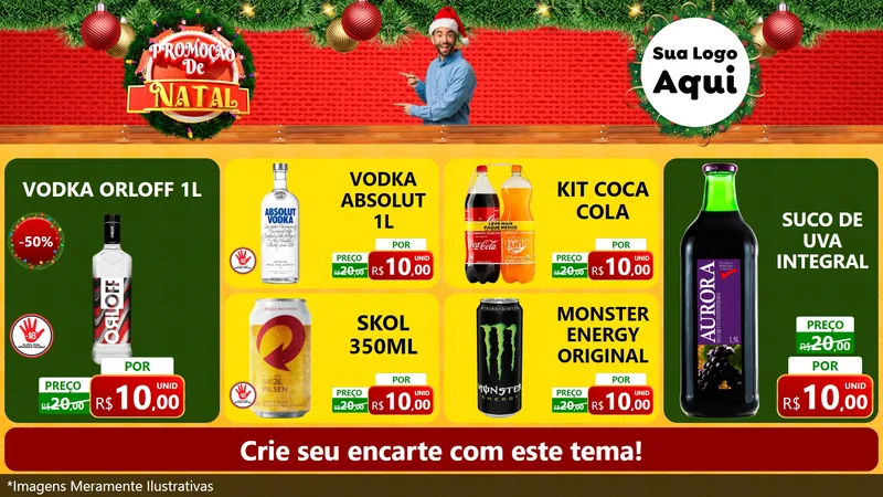 Modelo de TV para TV Horizontal com o tema Promoção de Natal para Distribuidora de bebidas
