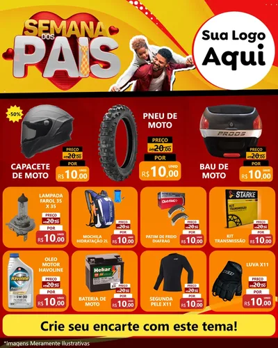 Modelo de Rede Social para Feed Instagram com o tema Semana Dos Pais para Moto peças