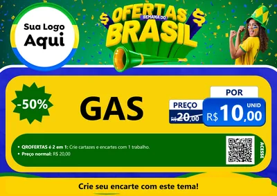 Modelo de Cartaz para Cartaz A4 Horizontal com o tema Ofertas Semana do Brasil para Água e gás
