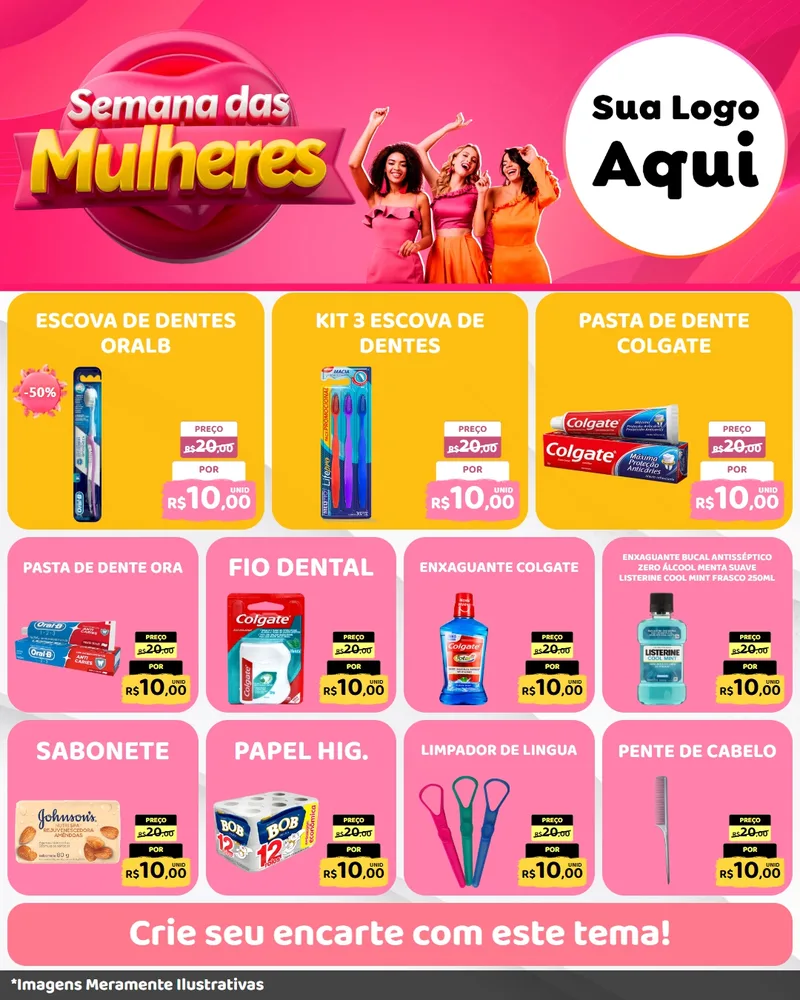 Modelo de Rede Social para Feed Instagram com o tema Semana das Mulheres para Higiene Pessoal