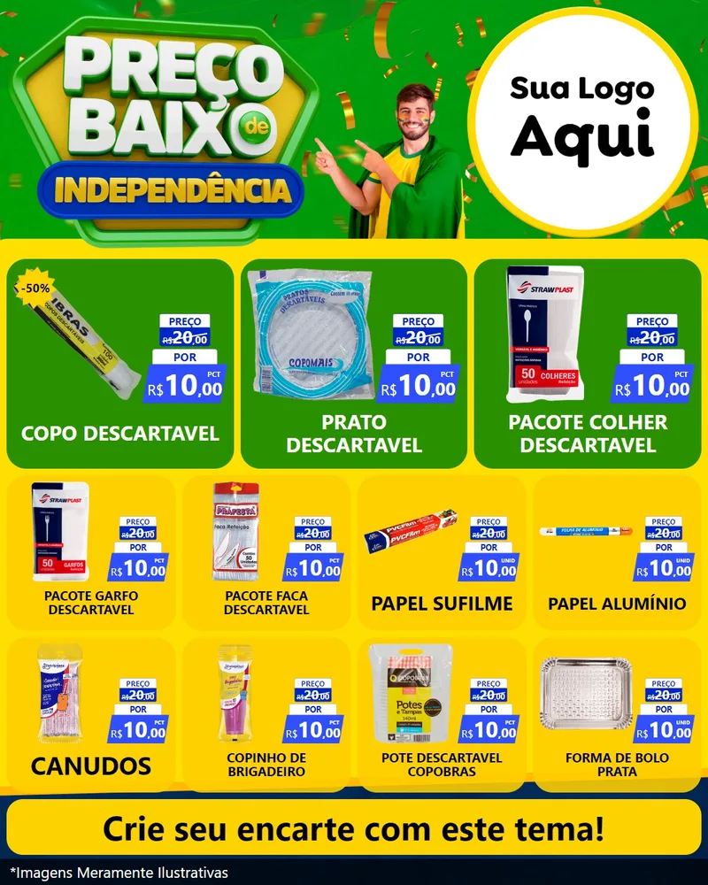 Modelo de Rede Social para Feed Instagram com o tema Preço Baixo de Independência para Embalagens