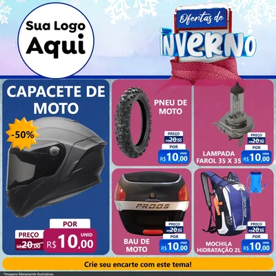 Modelo de Rede Social para Feed Facebook com o tema Ofertas de Inverno para Moto peças